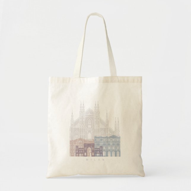 TOTE BAG MILAN SKYLINE POSTER PASTEL (Devant)