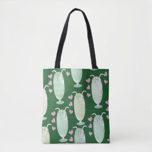 Tote Bag Milkshake Madness Green Mint Jote Art Design