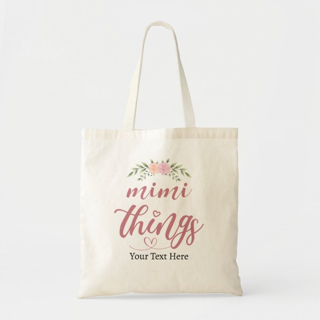 Tote Bag Mimi Things Custom Floral Don de petits-enfants (Devant)