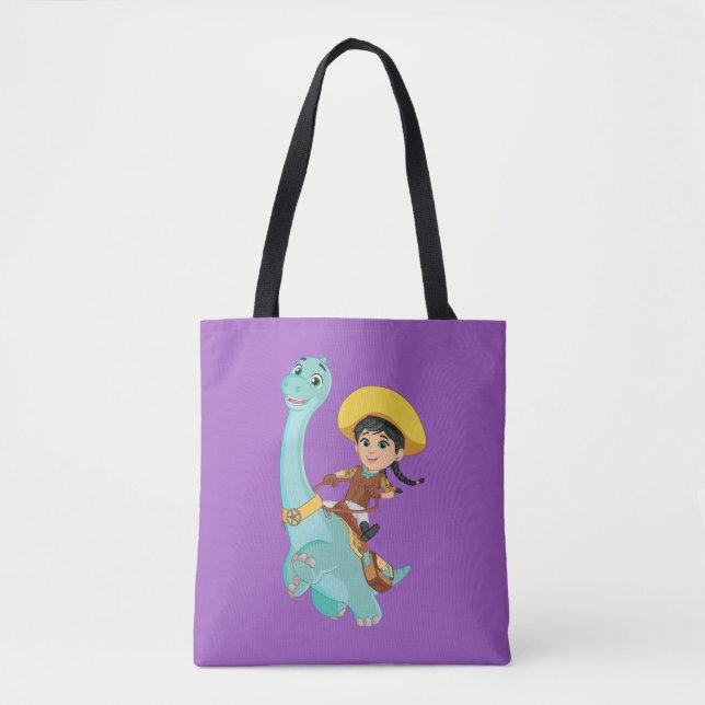 Tote Bag Min & Clover | Joyeux Cowgirl & Brontosaurus Ride (Devant)