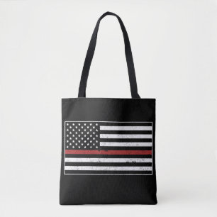 Tote Bag Mince Red Line USA Drapeau Pompier Service d'incen