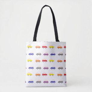 Tote Bag Mini voitures multicolores sur blanc