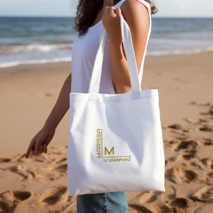 Tote Bag Miniature minimaliste blanche et dorée