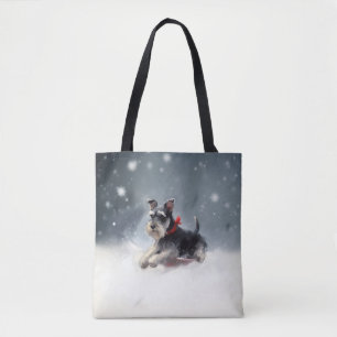 Tote Bag Miniature Schnauzer Noël neige hiver