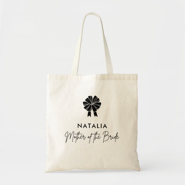 Tote Bag Minimal Coquette Noeud Script Mariée Mère de la Ma (Devant)