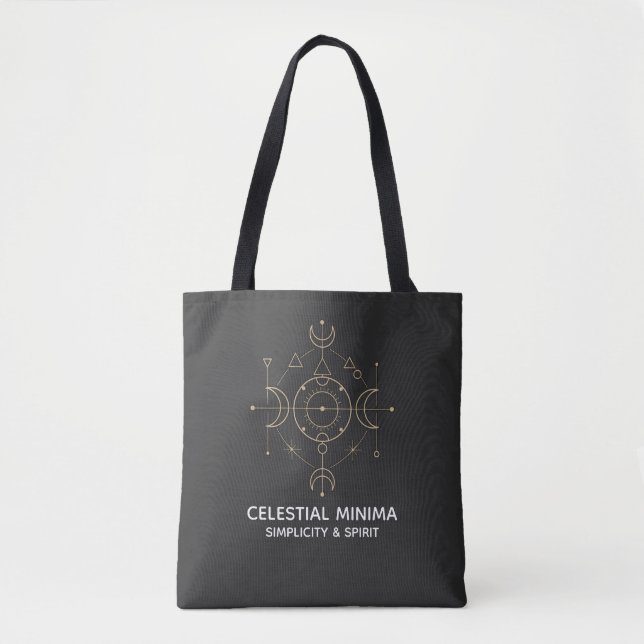 Tote Bag Minimal Crescent Moon & Sun Line Art | Boho Style (Devant)