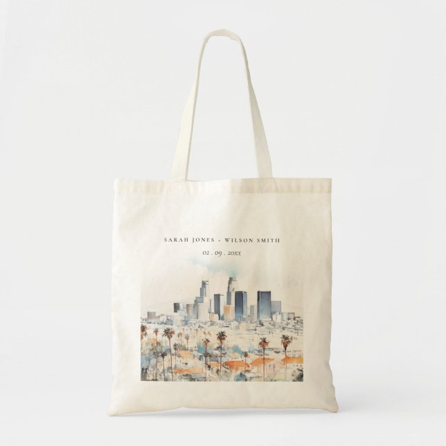 Tote Bag Minimal Los Angeles, Californie Mariage d'aquarell (Devant)