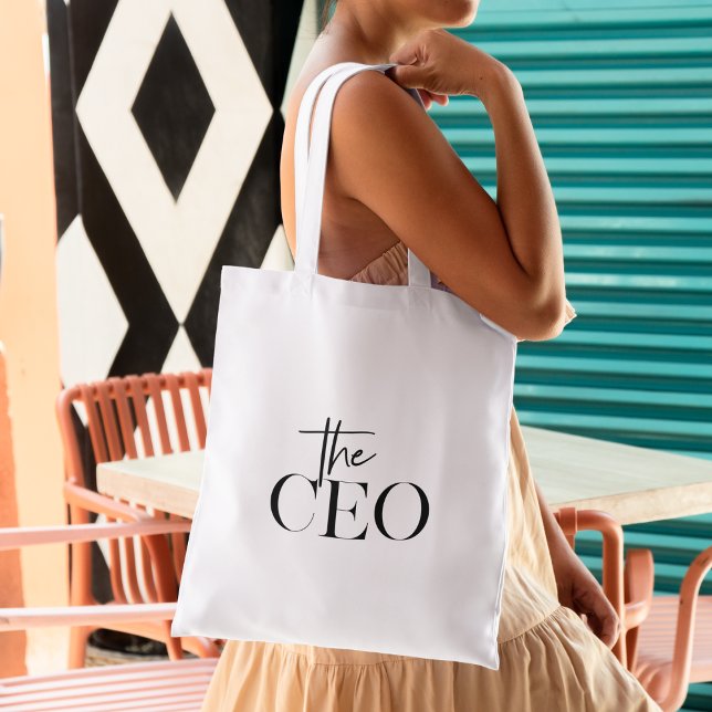 Tote Bag Minimal moderne Le PDG Noir (Créateur téléchargé)
