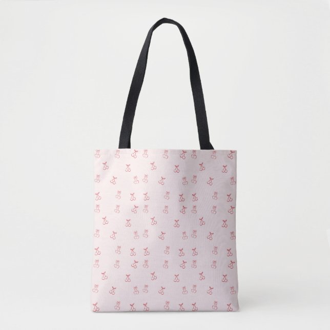 Tote Bag Minimalisme de contour de cerise (Devant)