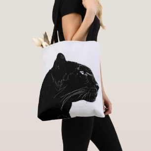 Tote Bag Minimalisme de tête de panthère noire