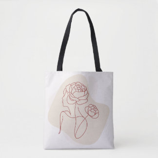 Tote Bag Minimalist Abstract Floral Line Art