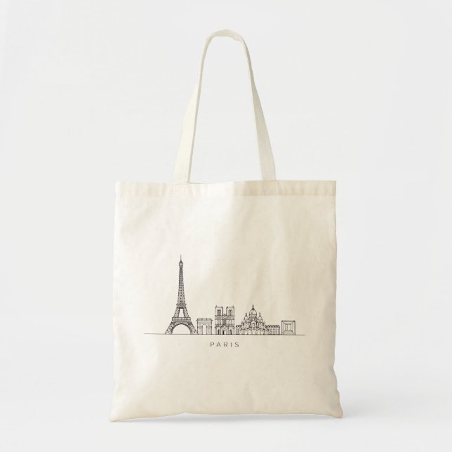 Tote Bag Minimalist Paris Skyline Line Art (Devant)