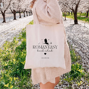 Tote Bag Minimaliste Noir 'Romantasy Book Club' Personnalis