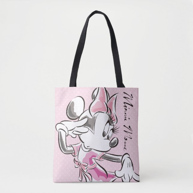 Tote Bag Minnie | Elégante aquarelle Pose (Devant)
