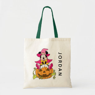 Tote Bag Minnie Mouse assise sur une citrouille Jack-O-Lant