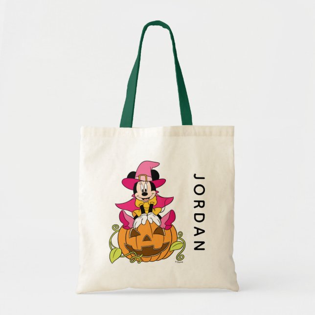 Tote Bag Minnie Souris assise sur Jack-O-Lantern (Devant)