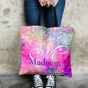 Tote Bag Minuscule monogramme de parties scintillant argent
