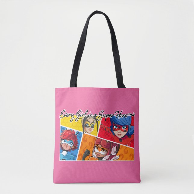 Tote Bag Miraculeux Chaque fille est un super héros (Devant)