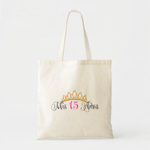 Tote Bag Mis 15 Anos Quinceanera Gold Tiara Rose