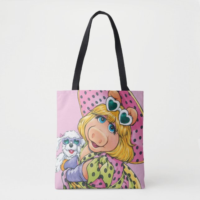 Tote Bag Miss Piggy Holding Puppy (Devant)