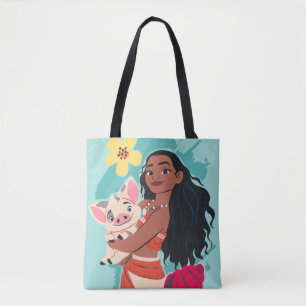 Tote Bag Moana Holding Pua Illustré