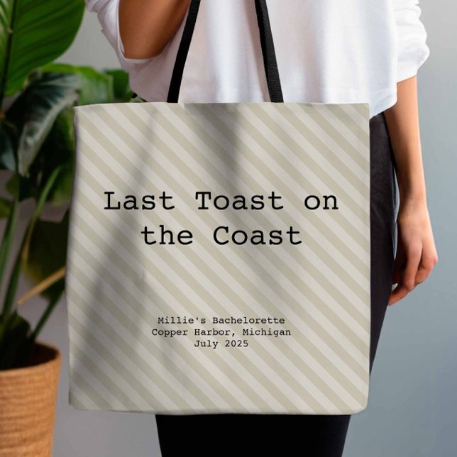 Tote Bag Mocha and Cream Striped Bridesmaid Bachelorette (Créateur téléchargé)