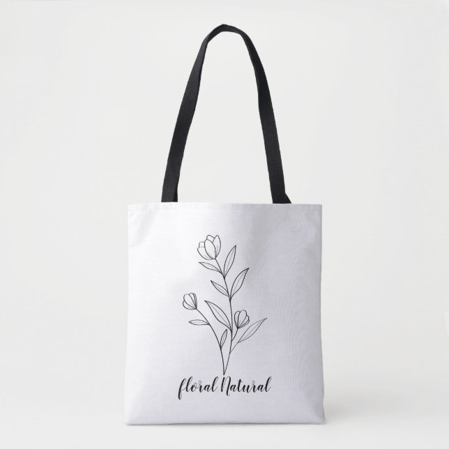 tote bag mockup with flower natural (Front)