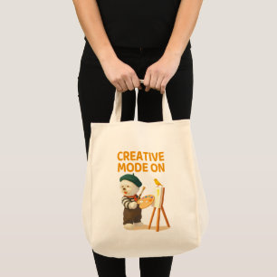 Tote Bag Mode Créatif Activé : Peintre Chien Bichon Artiste