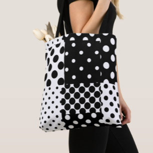 Tote Bag Mode noir blanc à pois Style Design