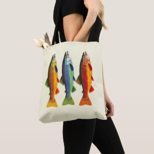 Tote Bag Mode pêcheur de truite arc-en-ciel coloré