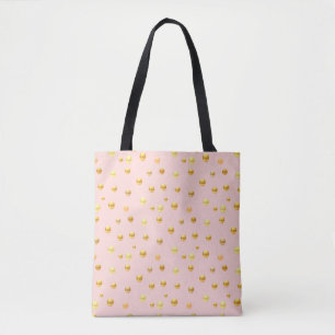 Tote Bag Mode Points Dorés sur Fond Rose