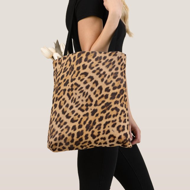 Tote Bag mode safari sauvage chic féminin imprimé léopard (De près)