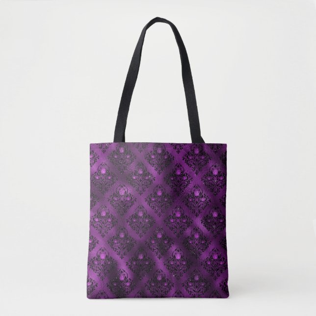 Tote Bag Modèle de Damas de Parties scintillant en verre Om (Devant)