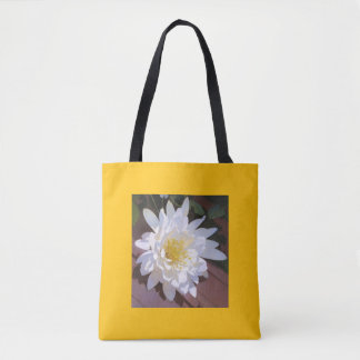 Tote Bag modèle de fleur chrysanthème naturel blanc