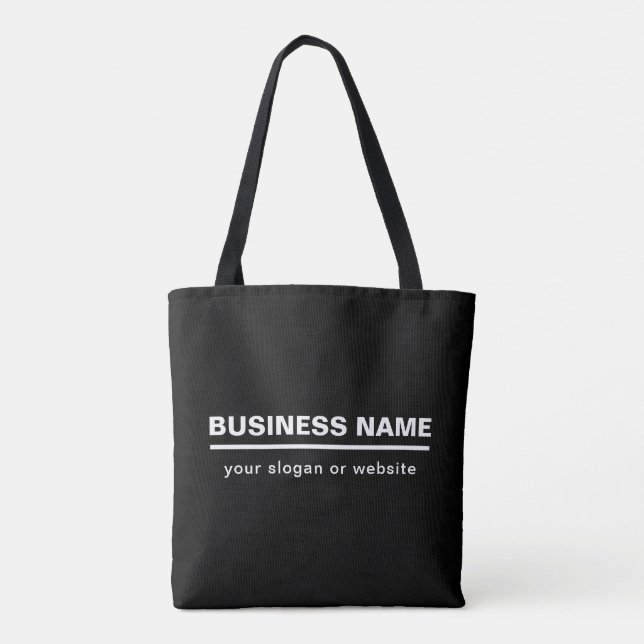 Tote Bag Modèle de nom commercial moderne en gras | B&W (Dos)