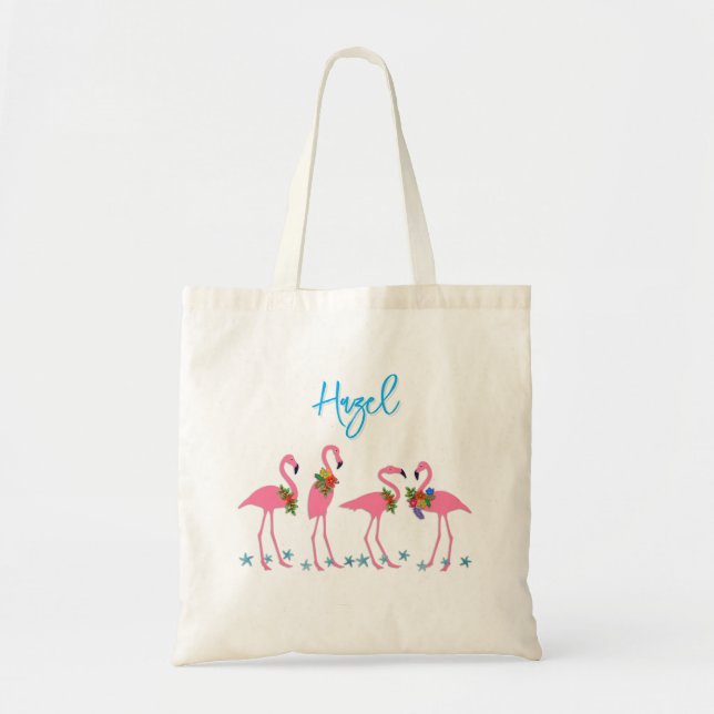 Tote Bag Modèle de nom de flamants roses Cadeau de demoisel (Devant)