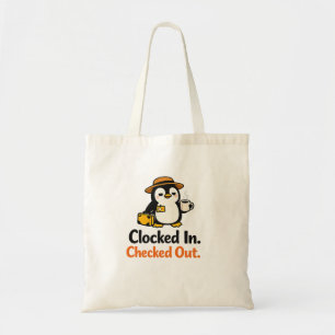 Tote Bag Modèle de pingouin drôle pointé et vérifié