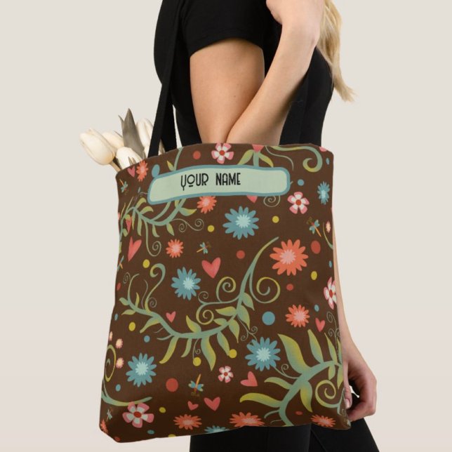 Tote Bag Modèle Floral Brown moderne Inspirivity fourre-tou (Créateur téléchargé)