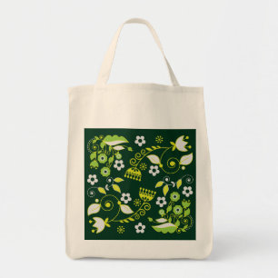 Tote Bag Modèle floral scandinave moderne vert foncé