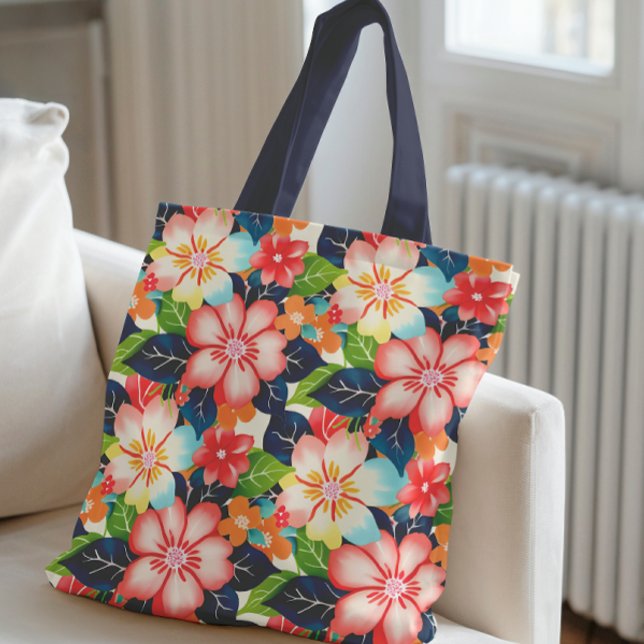 Tote Bag Modèle floral tropical vibre (Créateur téléchargé)