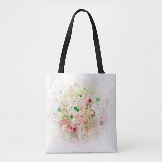 Tote Bag Modèle moderne Abstrait rose rouge jaune vert (Devant)