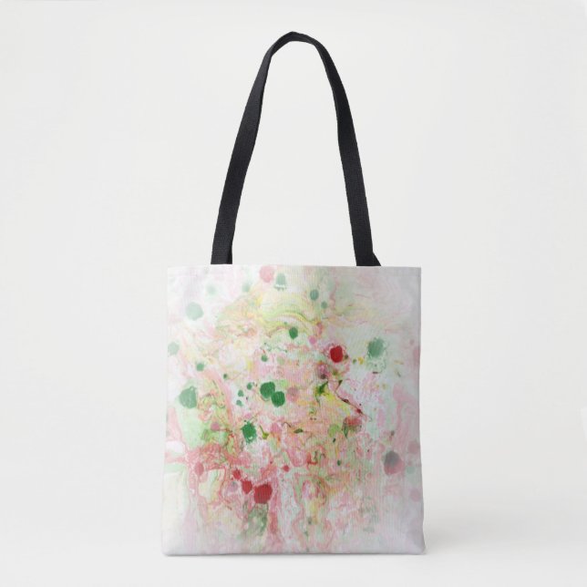 Tote Bag Modèle moderne Abstrait rose rouge jaune vert (Devant)