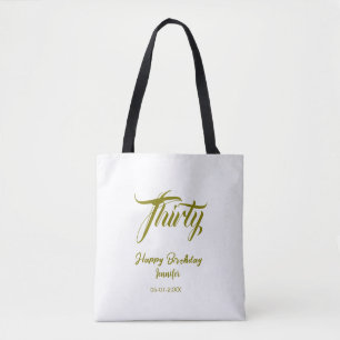 Tote Bag modèle or 30e anniversaire ajouter nom date année