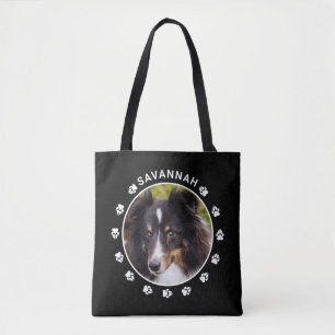 Tote Bag Modèle photo personnalisé avec pattes blanches et 