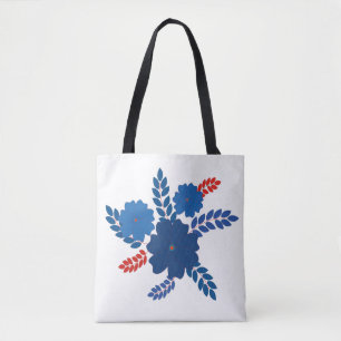 Tote Bag Modèle vectoriel simple de fleurs bleues