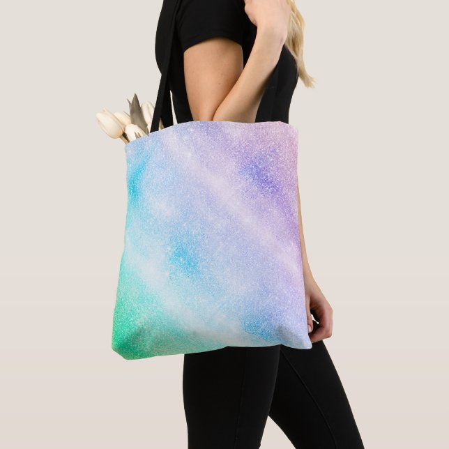 Tote Bag Modèle vitreux ombre Blue Purple Glitter (De près)