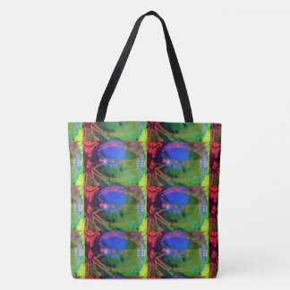 Tote Bag MODERN abstract draw in-light-yellow-green-blue