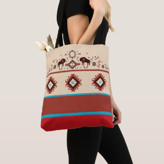 Tote Bag Modern American Native Influenced Pattern Monogram