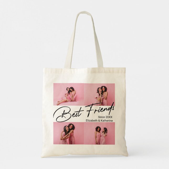 Tote Bag Modern Best Friends 4 Photo Collage Cadeau (Dos)
