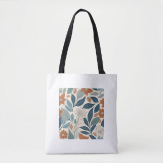 Tote Bag Modern Botanical Blooms – Terracotta & Blue